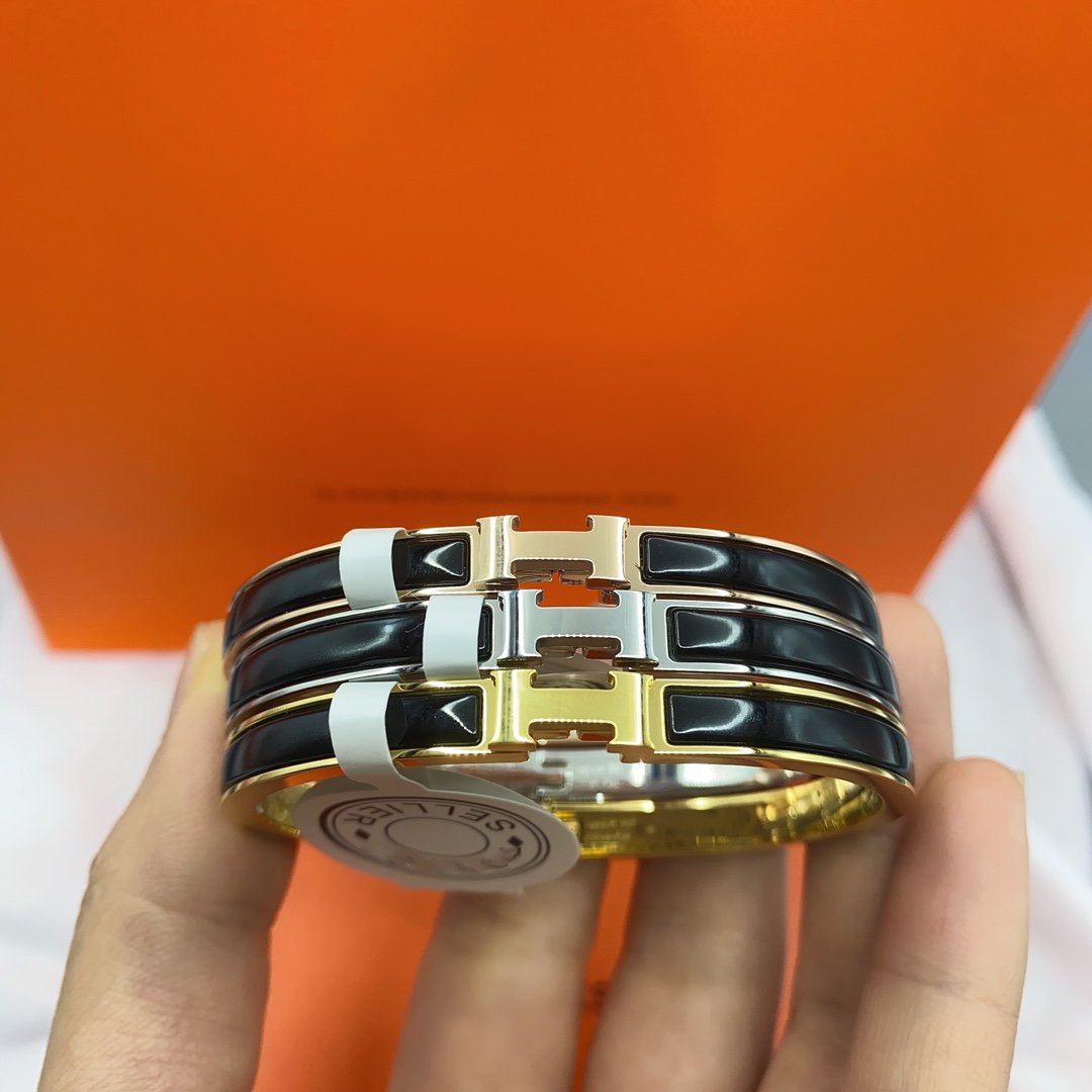 [Olivia JW]CLASSIC HM CLIC BLACK 8MM ENAMEL BRACELET