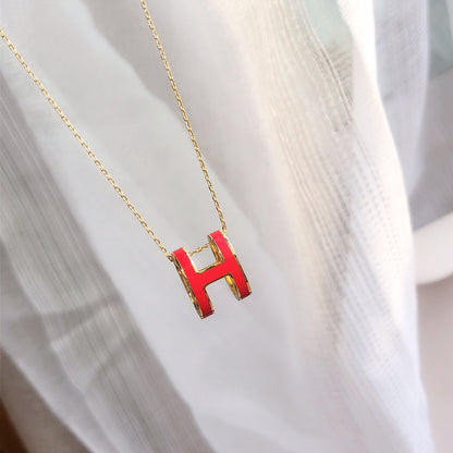 [Olivia JW]HM CLIC RED ENAMEL GOLD NECKLACE