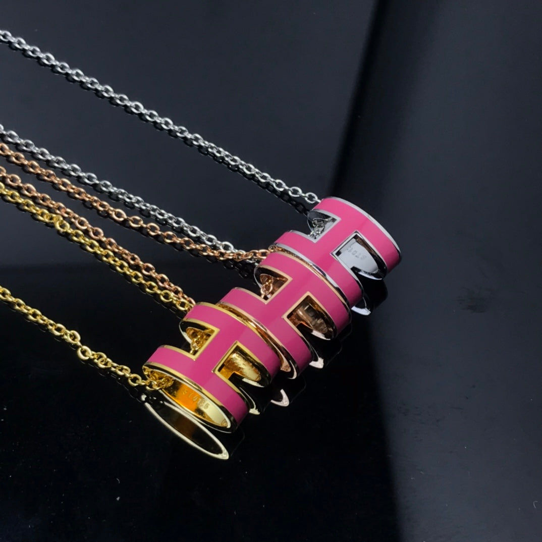 [Olivia JW]H NECKLACE PINK