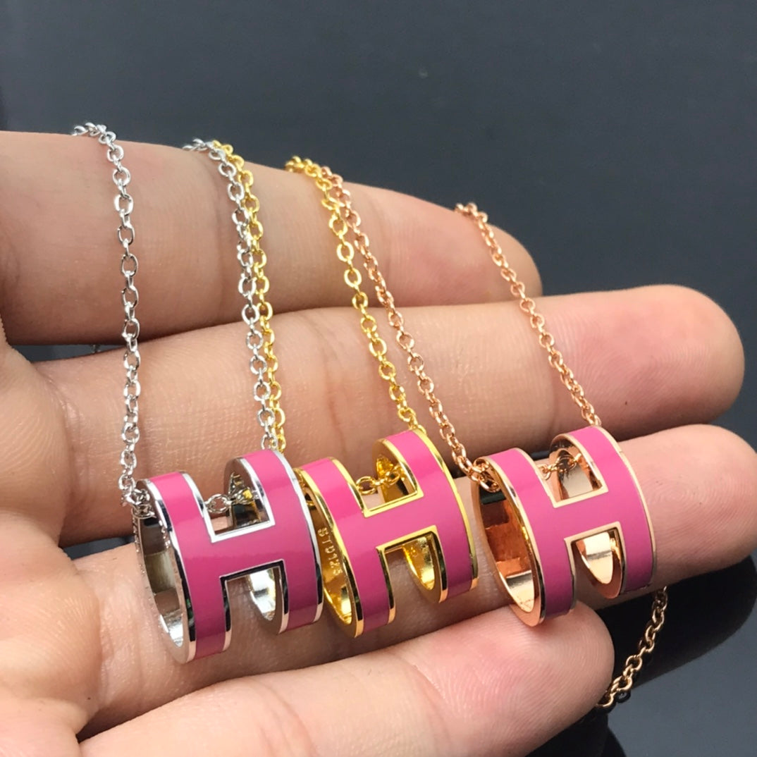 [Olivia JW]H NECKLACE PINK