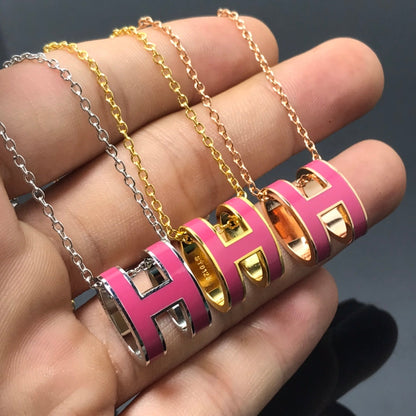 [Olivia JW]H NECKLACE PINK
