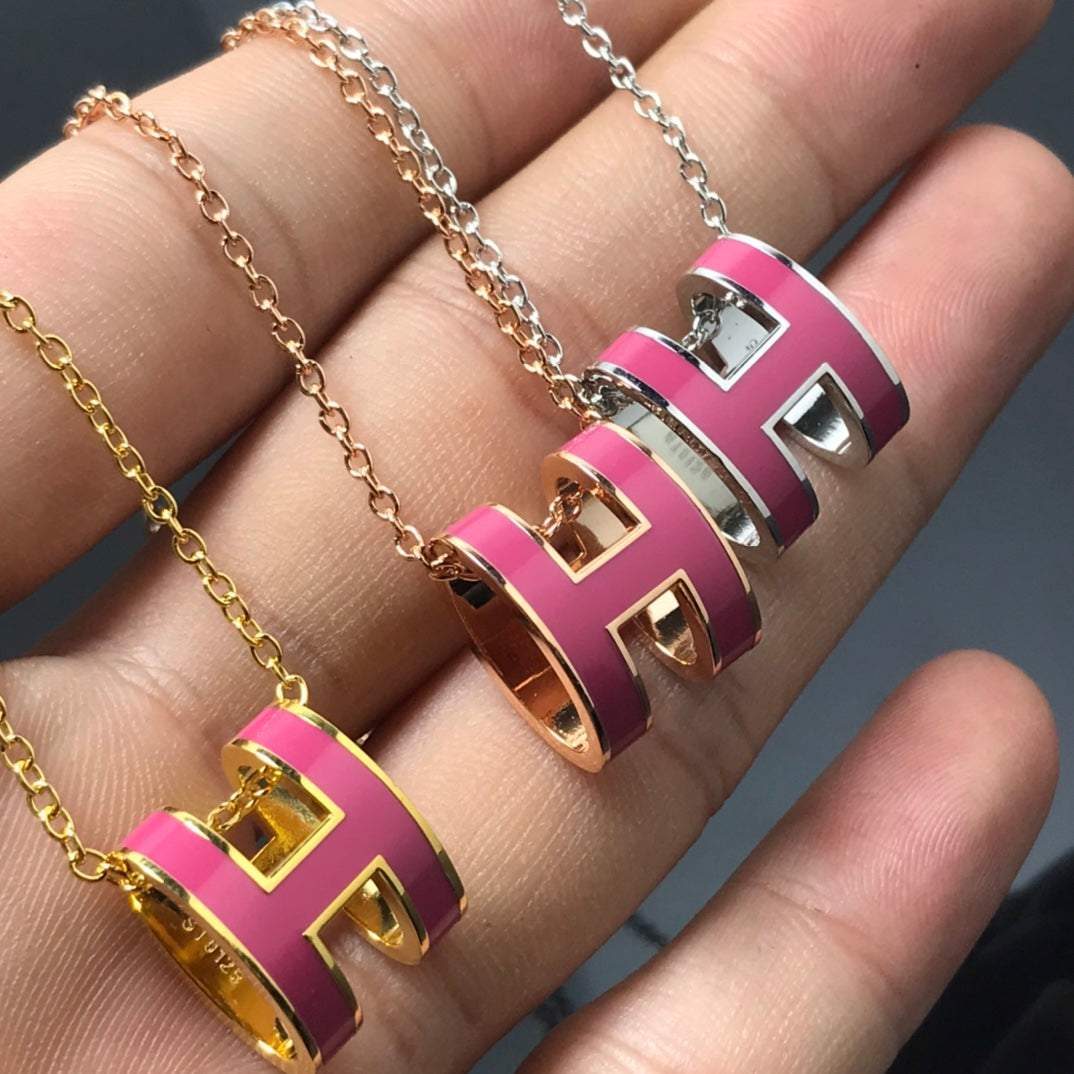[Olivia JW]H NECKLACE PINK