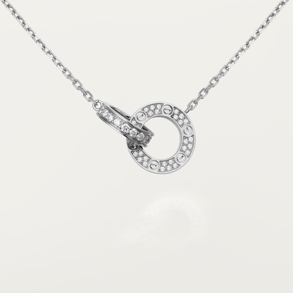 [Olivia JW]LOVE 7.6MM NECKLACE ROSE GOLD AND SILVER  FULL DIAMOND