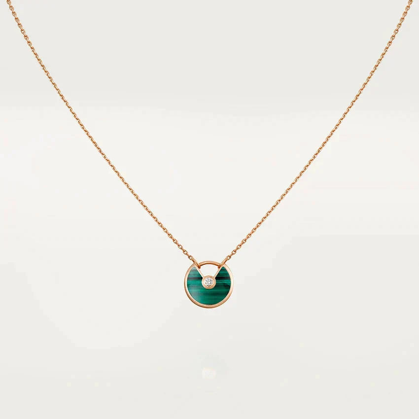 [Olivia JW]AMULETTE ROSE GOLD MALACHITE NECKLACE