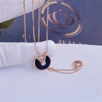 [Olivia JW]AMULETTE ROSE GOLD ONYX NECKLACE
