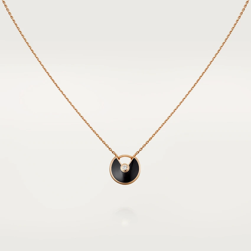 [Olivia JW]AMULETTE ROSE GOLD ONYX NECKLACE