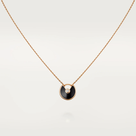 [Olivia JW]AMULETTE ROSE GOLD ONYX NECKLACE