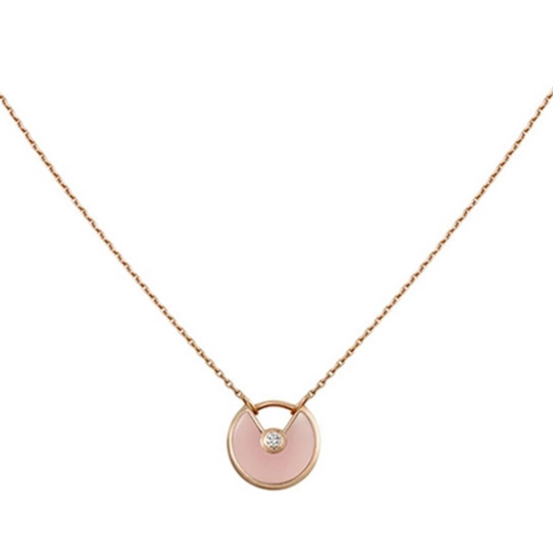 [Olivia JW]AMULETTE ROSE GOLD PINK MOP NECKLACE