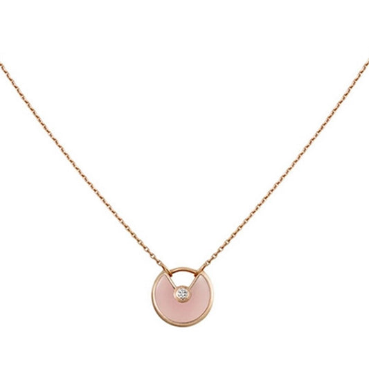 [Olivia JW]AMULETTE ROSE GOLD PINK MOP NECKLACE