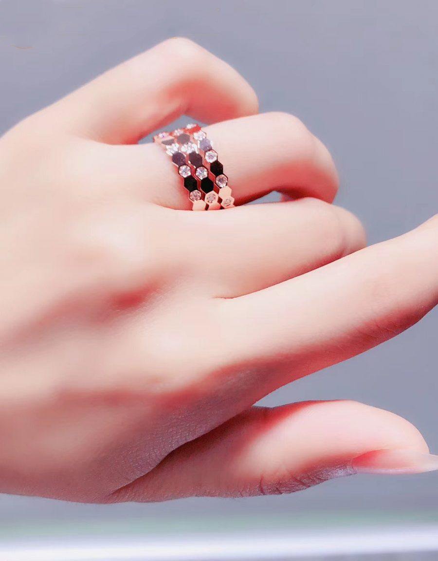 [Olivia JW]BEE LOVE RING PINK GOLD DIAMOND