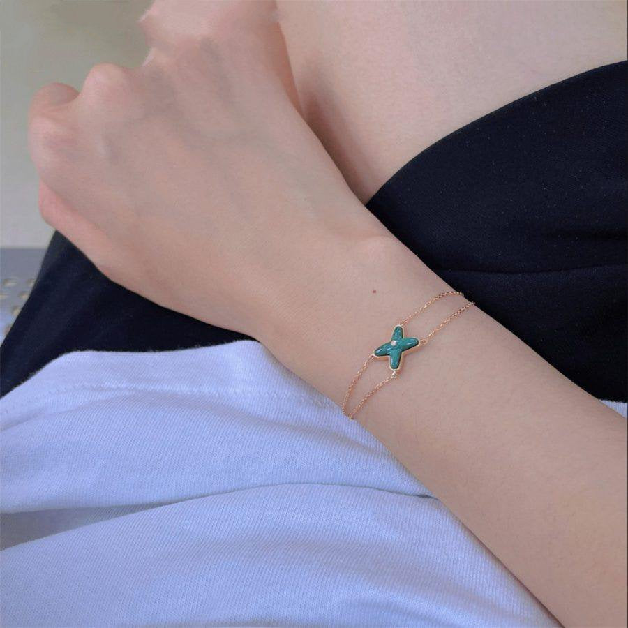 [Olivia JW]JEUX BRACELET MALACHITE PINK GOLD 1 DIAMOND