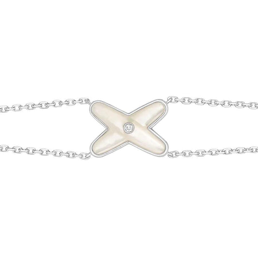 [Olivia JW]JEUX BRACELET WHITE MOP SILVER 1 DIAMOND