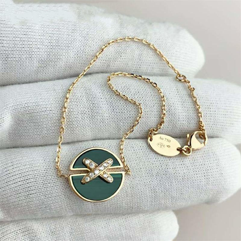 [Olivia JW]JEUX DE BRACELET MALACHITE PINK GOLD DIAMONDS