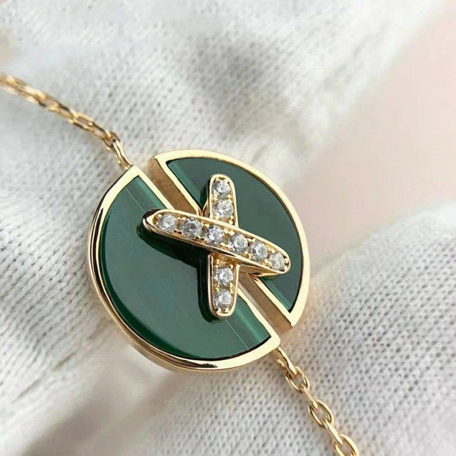 [Olivia JW]JEUX DE BRACELET MALACHITE PINK GOLD DIAMONDS