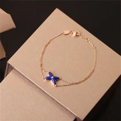 [Olivia JW]JEUX BRACELET BLUE AGATE PINK GOLD 1 DIAMOND
