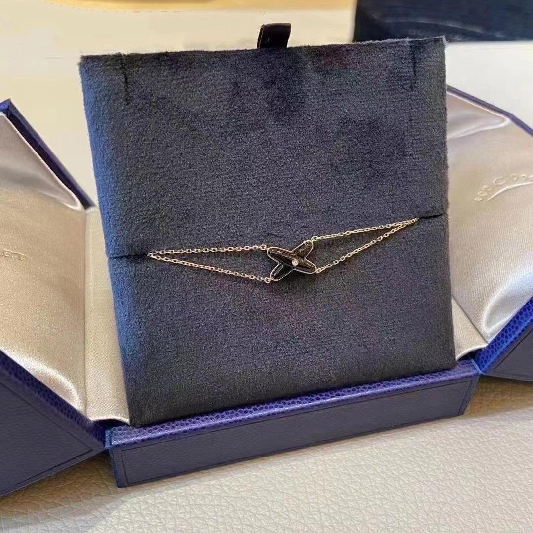[Olivia JW]JEUX BRACELET ONYX PINK GOLD 1 DIAMOND