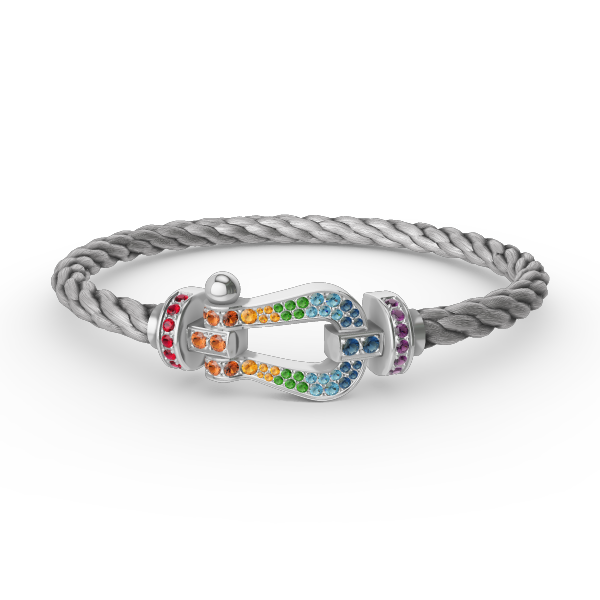 [Olivia JW]FORC LARGE HORSESHOE  COLORED DIAMOND BRACELET SILVER
