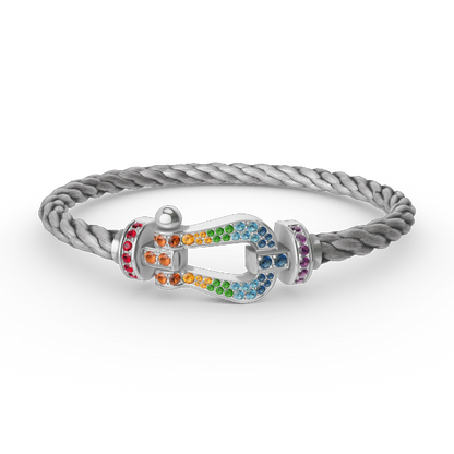 [Olivia JW]FORC LARGE HORSESHOE  COLORED DIAMOND BRACELET SILVER
