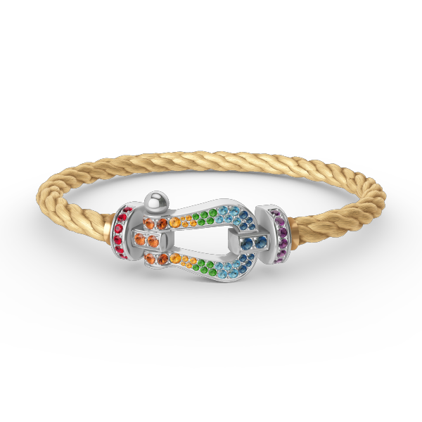 [Olivia JW]FORC LARGE HORSESHOE  COLORED DIAMOND BRACELET SILVER
