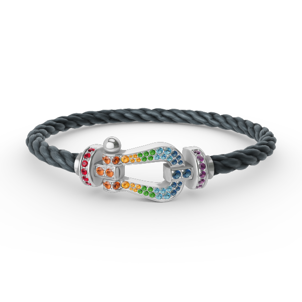 [Olivia JW]FORC LARGE HORSESHOE  COLORED DIAMOND BRACELET SILVER