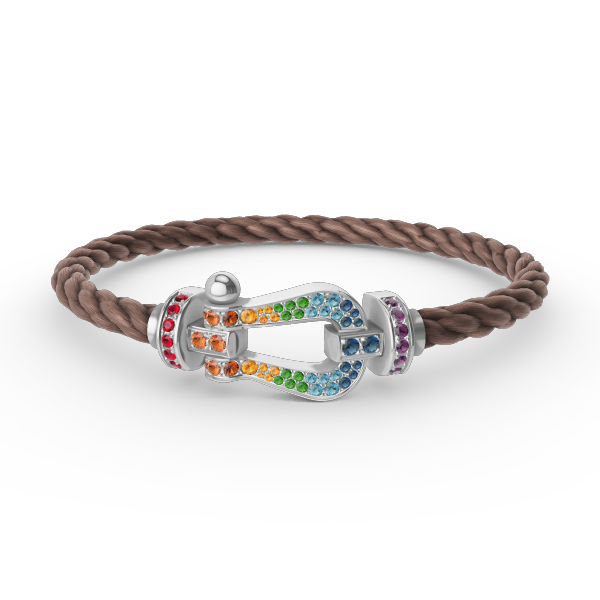 [Olivia JW]FORC LARGE HORSESHOE  COLORED DIAMOND BRACELET SILVER