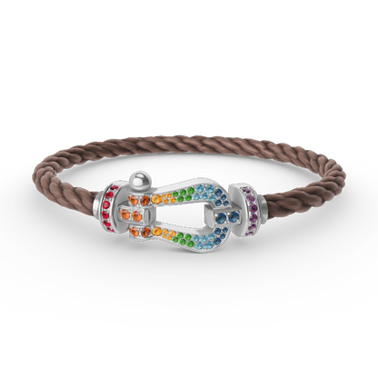 [Olivia JW]FORC LARGE HORSESHOE  COLORED DIAMOND BRACELET SILVER