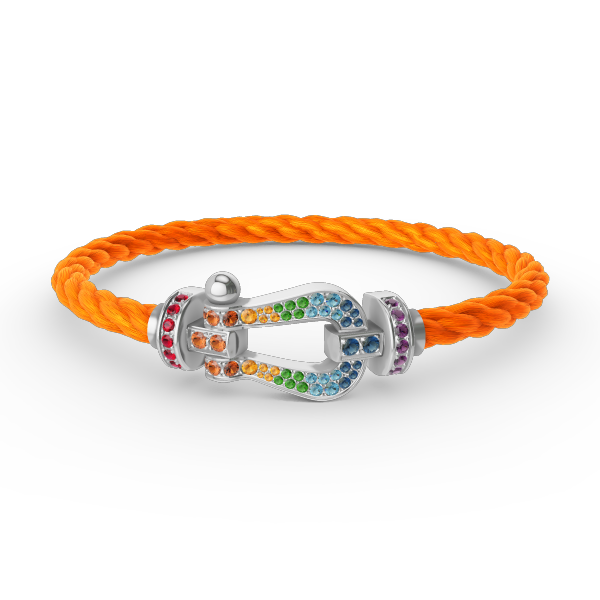 [Olivia JW]FORC LARGE HORSESHOE  COLORED DIAMOND BRACELET SILVER