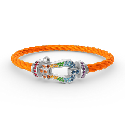 [Olivia JW]FORC LARGE HORSESHOE  COLORED DIAMOND BRACELET SILVER