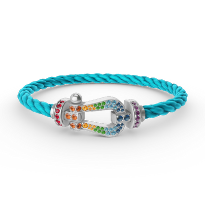 [Olivia JW]FORC LARGE HORSESHOE  COLORED DIAMOND BRACELET SILVER