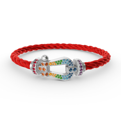 [Olivia JW]FORC LARGE HORSESHOE  COLORED DIAMOND BRACELET SILVER