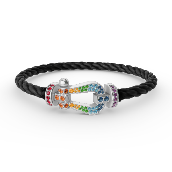 [Olivia JW]FORC LARGE HORSESHOE  COLORED DIAMOND BRACELET SILVER