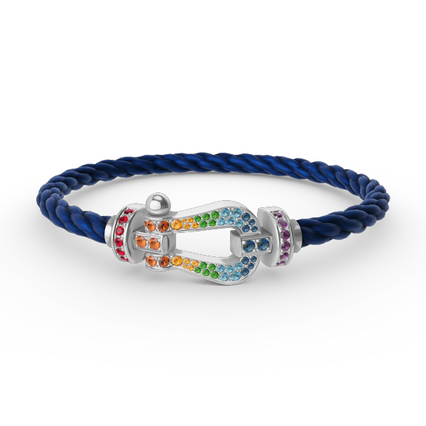 [Olivia JW]FORC LARGE HORSESHOE  COLORED DIAMOND BRACELET SILVER