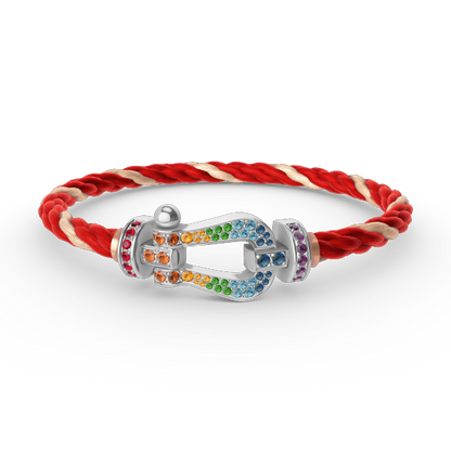 [Olivia JW]FORC LARGE HORSESHOE  COLORED DIAMOND BRACELET SILVER