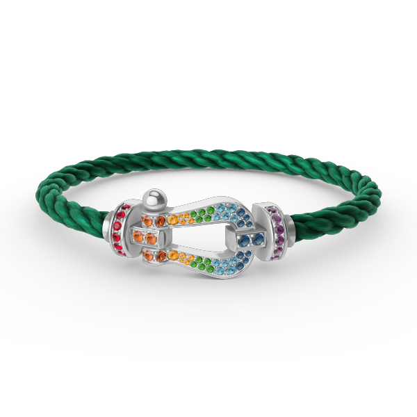[Olivia JW]FORC LARGE HORSESHOE  COLORED DIAMOND BRACELET SILVER