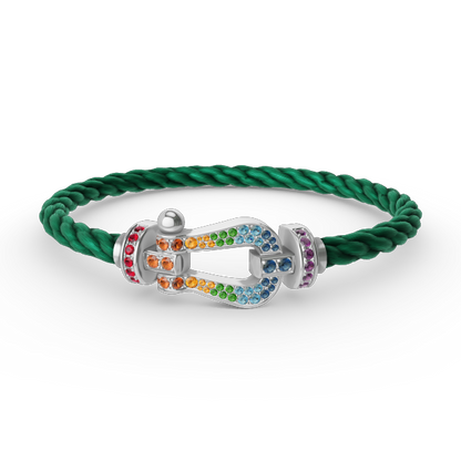 [Olivia JW]FORC LARGE HORSESHOE  COLORED DIAMOND BRACELET SILVER