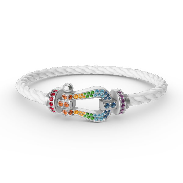[Olivia JW]FORC LARGE HORSESHOE  COLORED DIAMOND BRACELET SILVER
