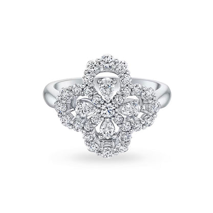 [Olivia JW]LOOP RING FULL MOTIF DIAMOND 16MM SILVE