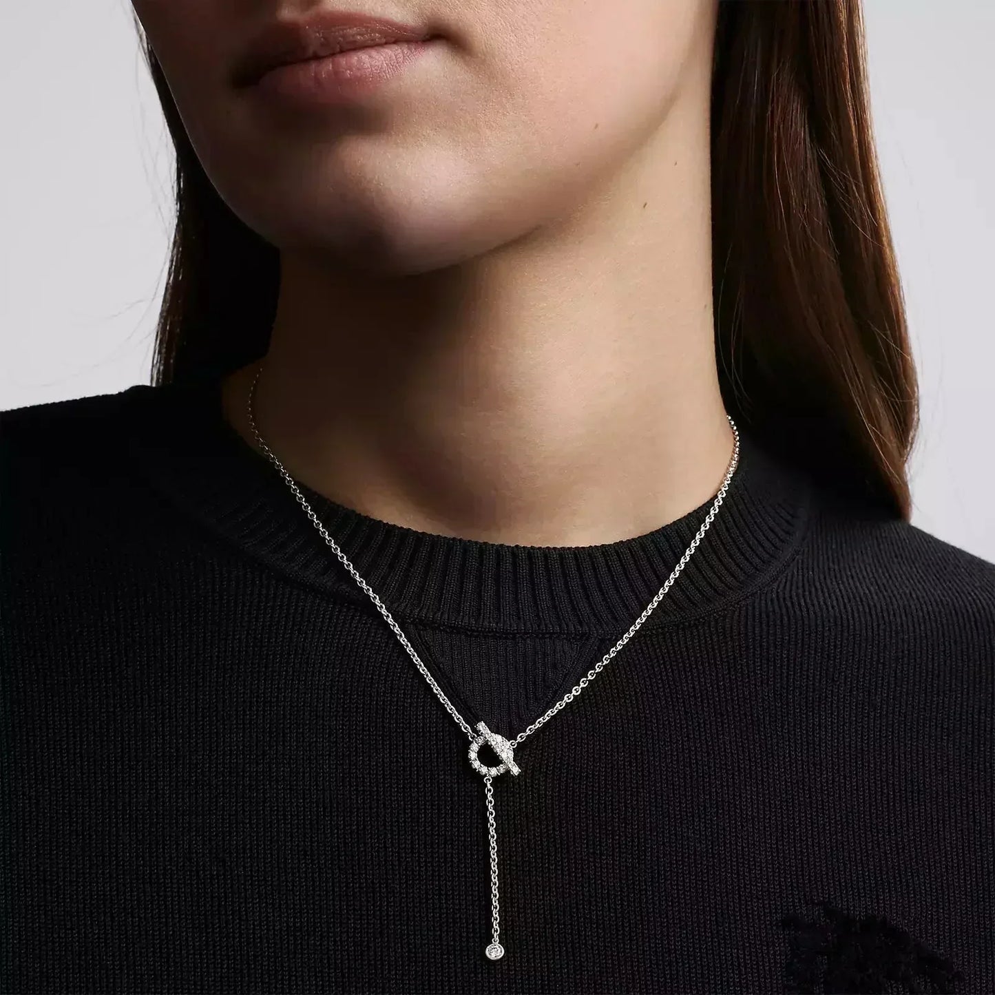 [Olivia JW]FINESSE SILVER DIAMOND NECKLACE