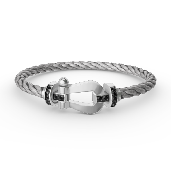 [Olivia JW]FORCE LARGE HORSESHOE BLACK DIAMOND BRACELET SILVER