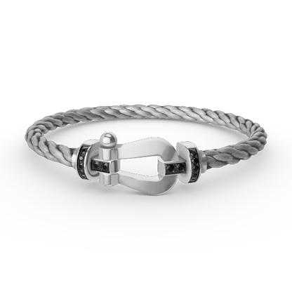 [Olivia JW]FORCE LARGE HORSESHOE BLACK DIAMOND BRACELET SILVER