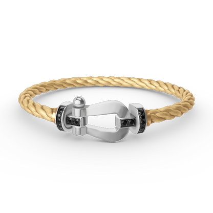 [Olivia JW]FORCE LARGE HORSESHOE BLACK DIAMOND BRACELET SILVER