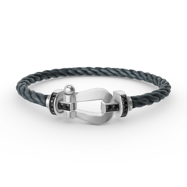 [Olivia JW]FORCE LARGE HORSESHOE BLACK DIAMOND BRACELET SILVER