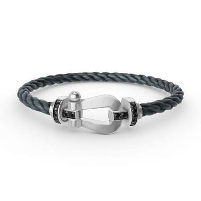 [Olivia JW]FORCE LARGE HORSESHOE BLACK DIAMOND BRACELET SILVER