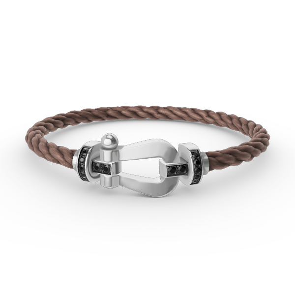 [Olivia JW]FORCE LARGE HORSESHOE BLACK DIAMOND BRACELET SILVER