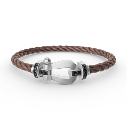 [Olivia JW]FORCE LARGE HORSESHOE BLACK DIAMOND BRACELET SILVER