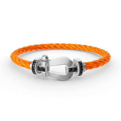 [Olivia JW]FORCE LARGE HORSESHOE BLACK DIAMOND BRACELET SILVER