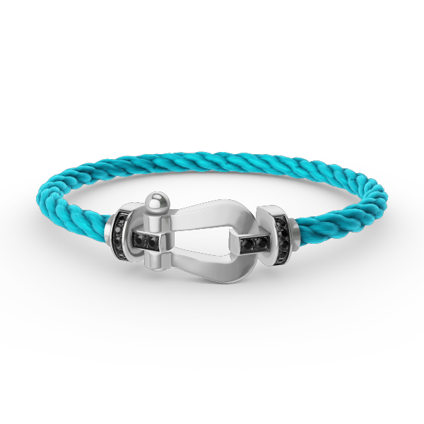 [Olivia JW]FORCE LARGE HORSESHOE BLACK DIAMOND BRACELET SILVER