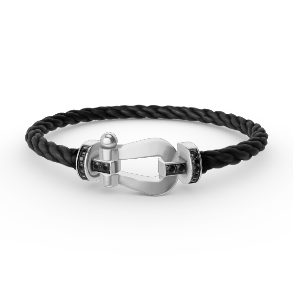 [Olivia JW]FORCE LARGE HORSESHOE BLACK DIAMOND BRACELET SILVER