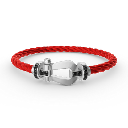 [Olivia JW]FORCE LARGE HORSESHOE BLACK DIAMOND BRACELET SILVER