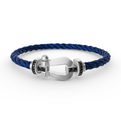 [Olivia JW]FORCE LARGE HORSESHOE BLACK DIAMOND BRACELET SILVER